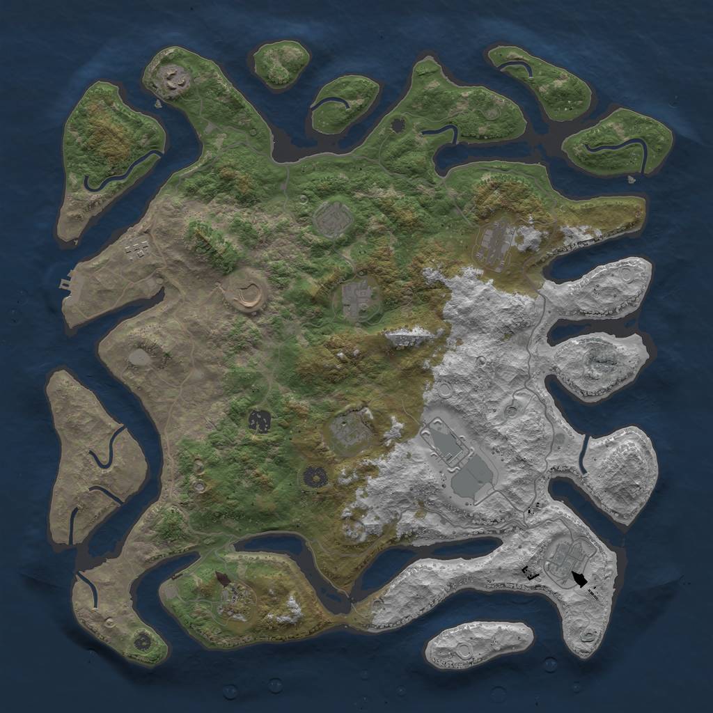 Rust Map: Procedural Map, Size: 4500, Seed: 316270, 18 Monuments