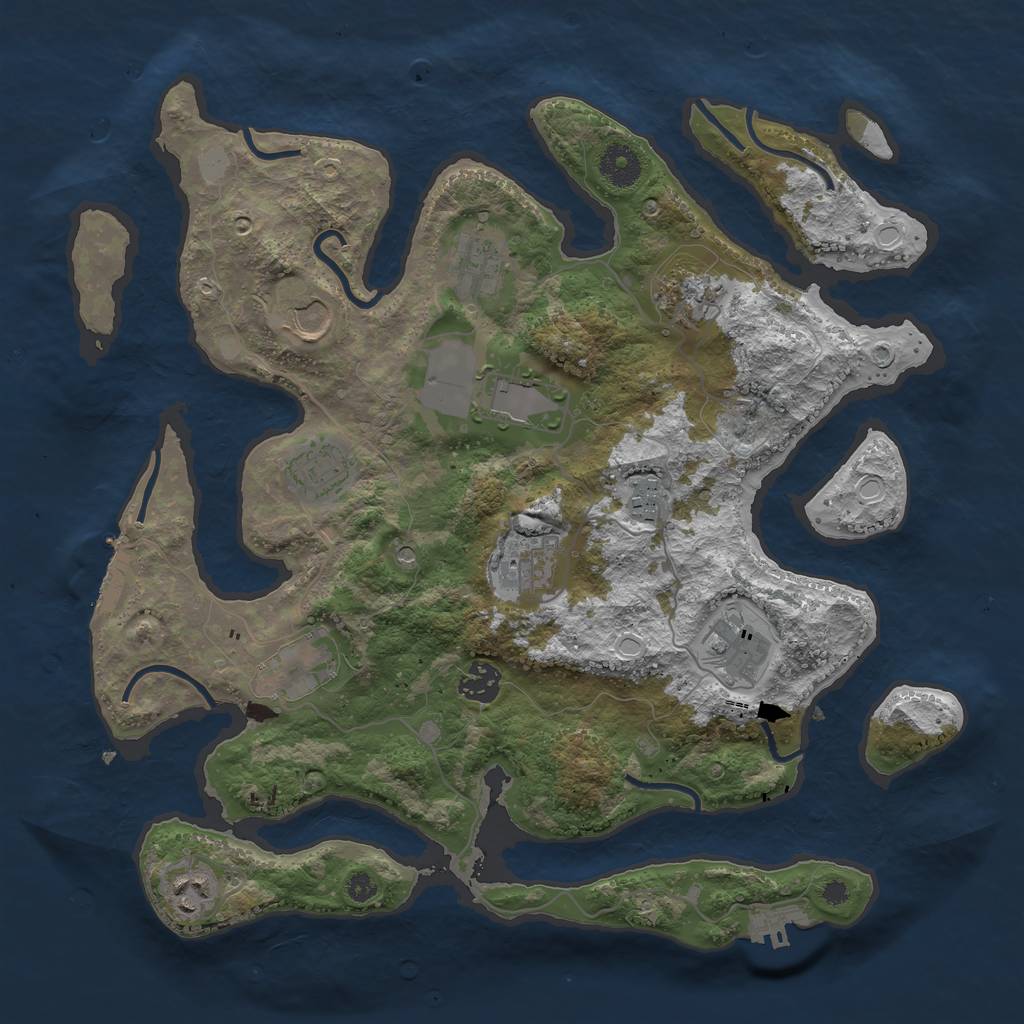 Rust Map: Procedural Map, Size: 3700, Seed: 281577518, 19 Monuments