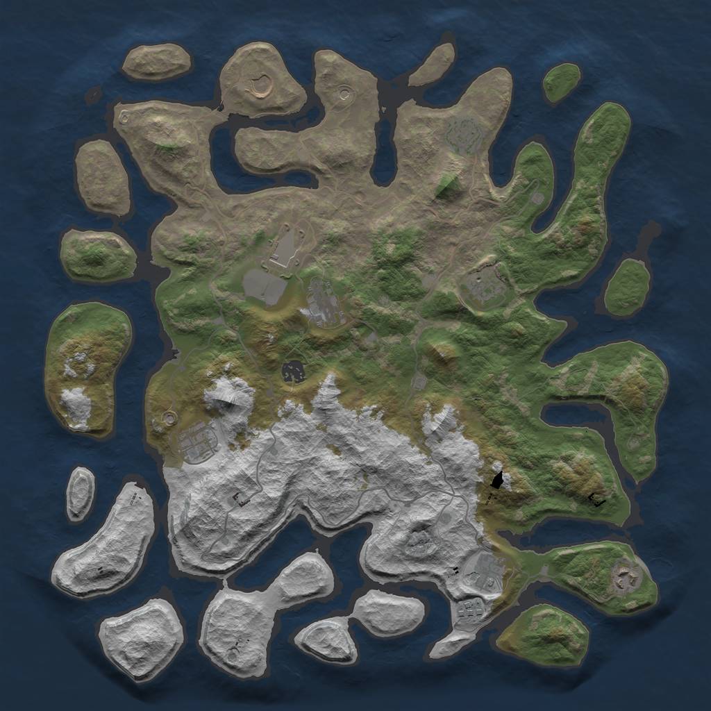 Rust Map: Barren, Size: 4500, Seed: 1792027, 13 Monuments