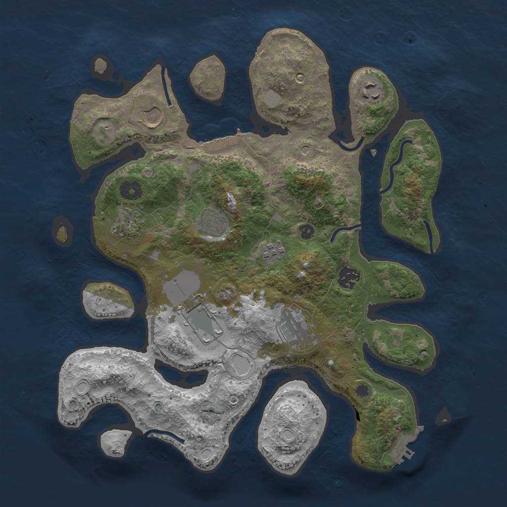 Rust Map: Procedural Map, Size: 3550, Seed: 582377, 16 Monuments