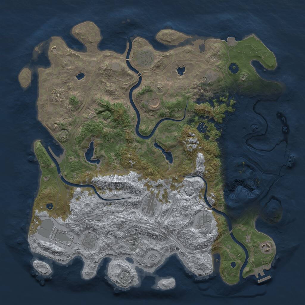 Rust Map: Procedural Map, Size: 4500, Seed: 3086446, 17 Monuments