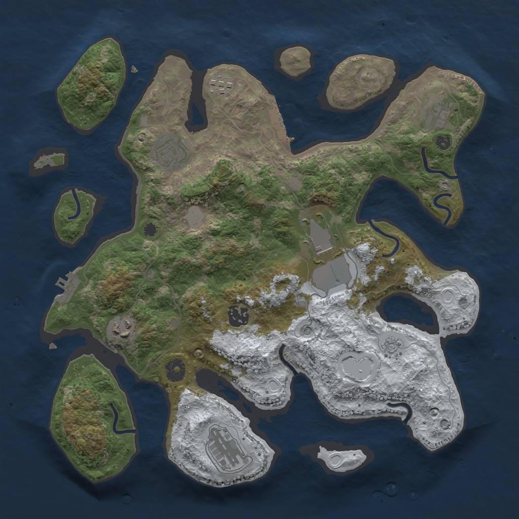 Rust Map: Procedural Map, Size: 3550, Seed: 470598, 16 Monuments