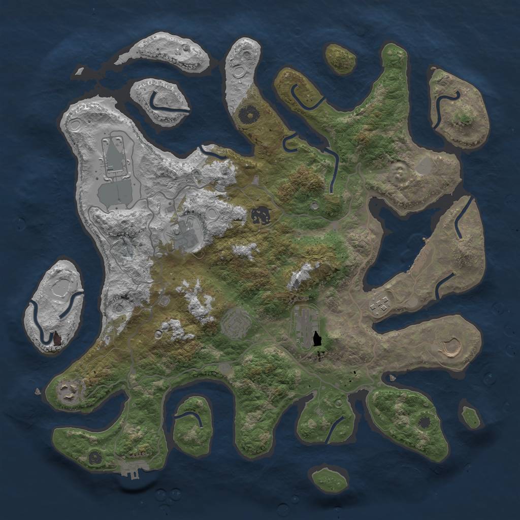 Rust Map: Procedural Map, Size: 4000, Seed: 507595, 16 Monuments