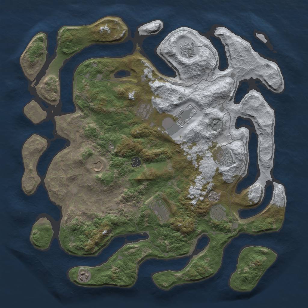 Rust Map: Barren, Size: 4500, Seed: 3698090, 13 Monuments