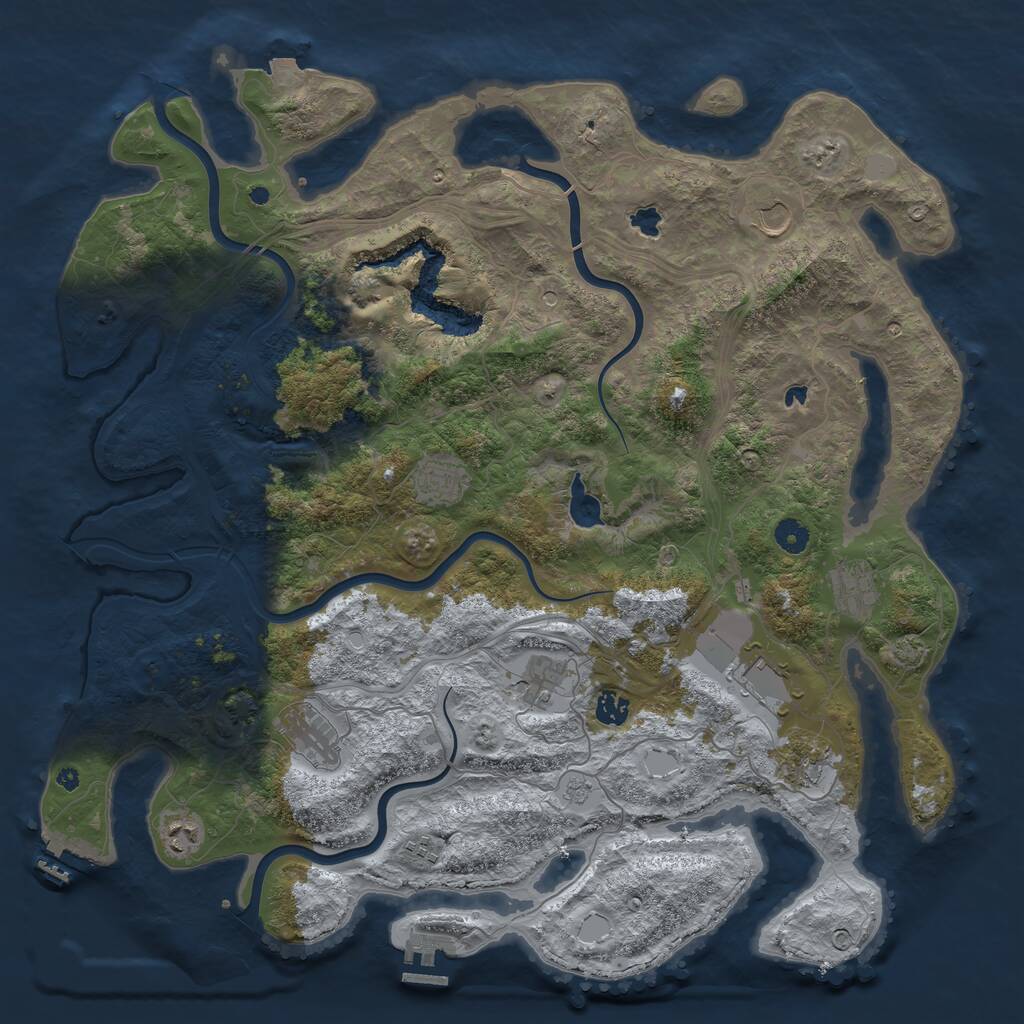 Rust Map: Procedural Map, Size: 4500, Seed: 3023835, 16 Monuments