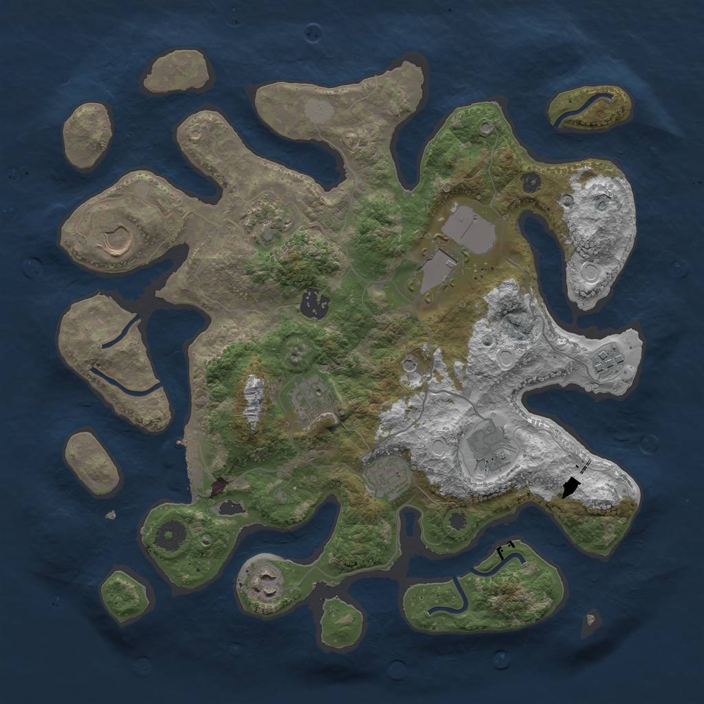 Rust Map: Procedural Map, Size: 3550, Seed: 840612, 16 Monuments