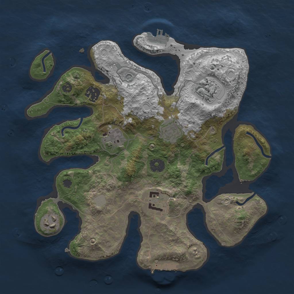 Rust Map: Procedural Map, Size: 3000, Seed: 1593519295, 14 Monuments