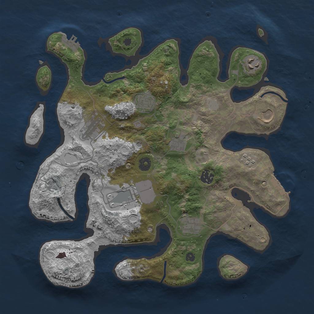 Rust Map: Procedural Map, Size: 3500, Seed: 262485273, 17 Monuments