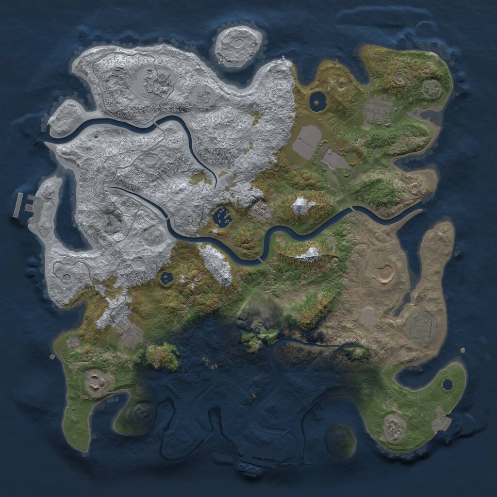 Rust Map: Procedural Map, Size: 3950, Seed: 2060422381, 16 Monuments