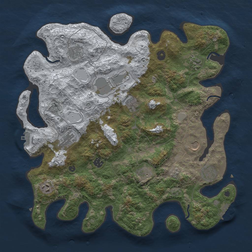 Rust Map: Procedural Map, Size: 3950, Seed: 2060422381, 20 Monuments