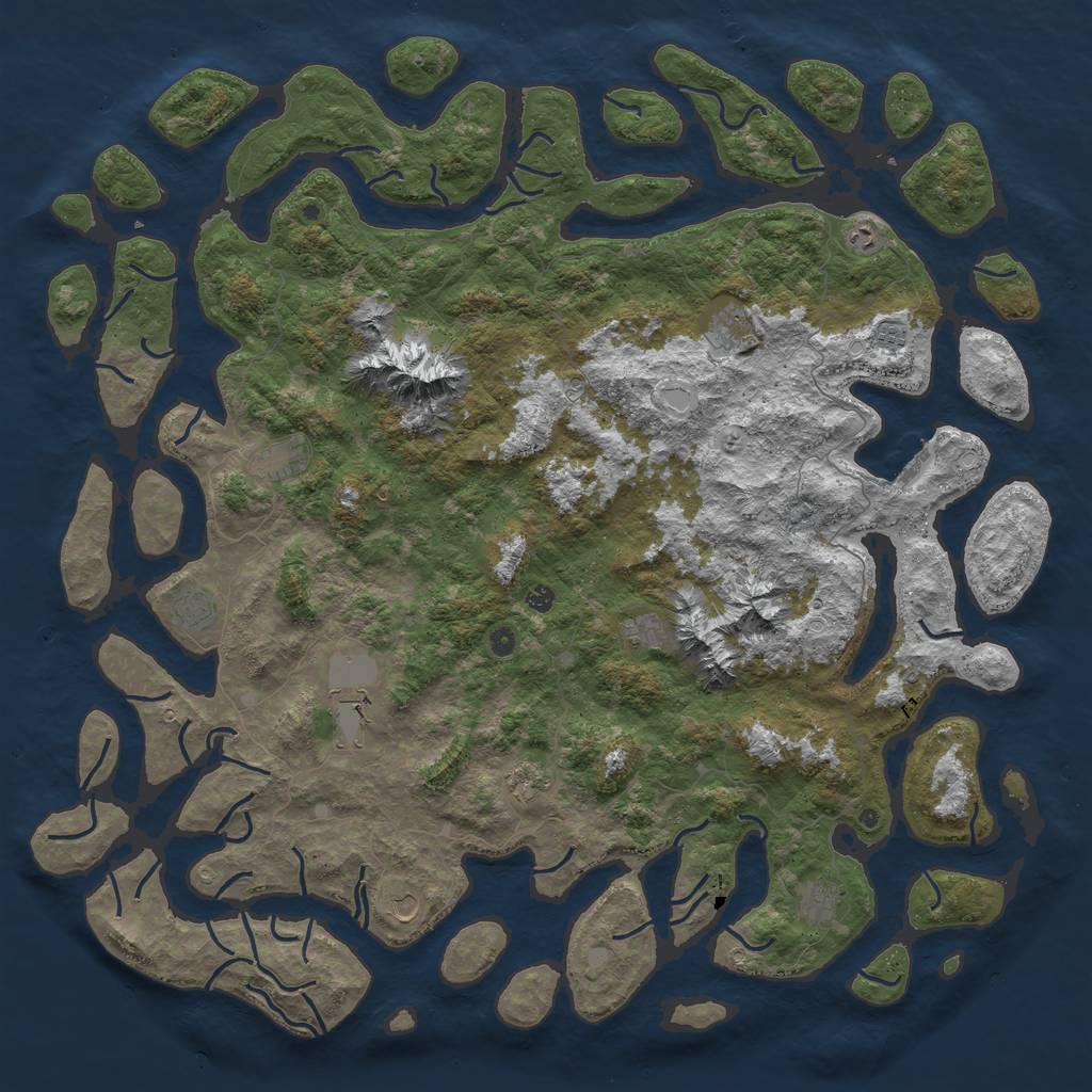 Rust Map: Procedural Map, Size: 6000, Seed: 434351894, 18 Monuments