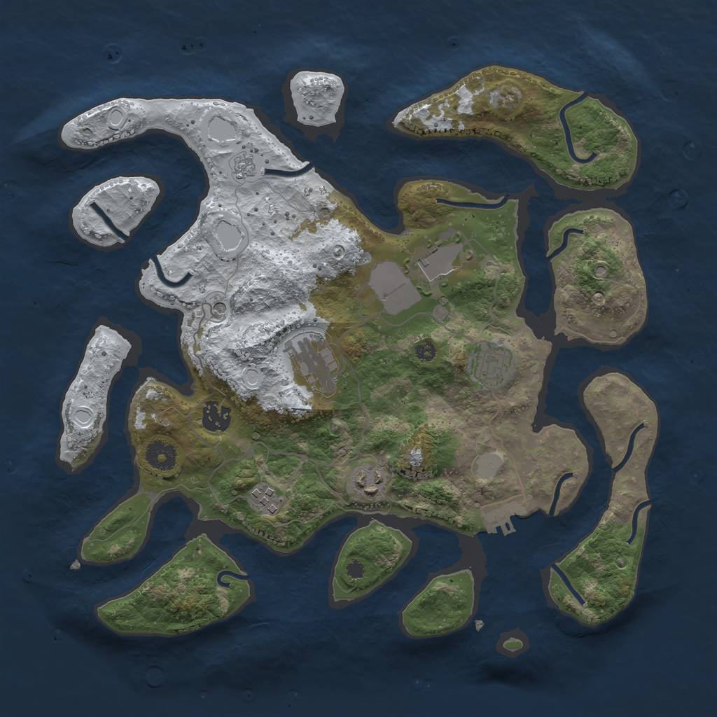 Rust Map: Procedural Map, Size: 3550, Seed: 48648, 14 Monuments