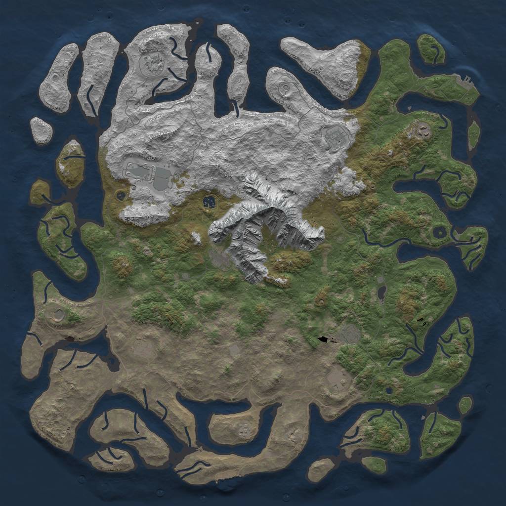 Rust Map: Procedural Map, Size: 6000, Seed: 45296765, 19 Monuments