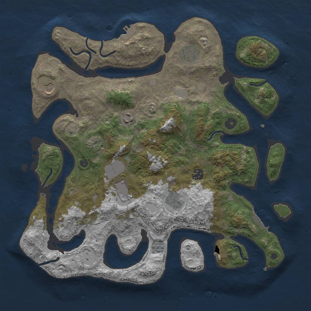 Rust Map: Procedural Map, Size: 4000, Seed: 382635, 16 Monuments