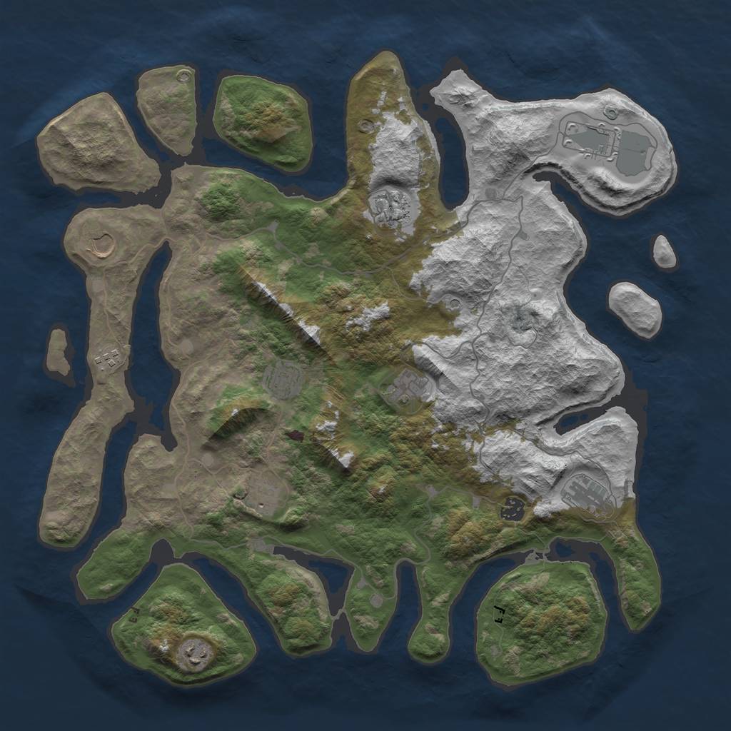 Rust Map: Barren, Size: 4500, Seed: 2646041, 13 Monuments