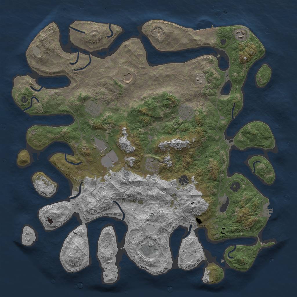 Rust Map: Procedural Map, Size: 4500, Seed: 4974257, 17 Monuments