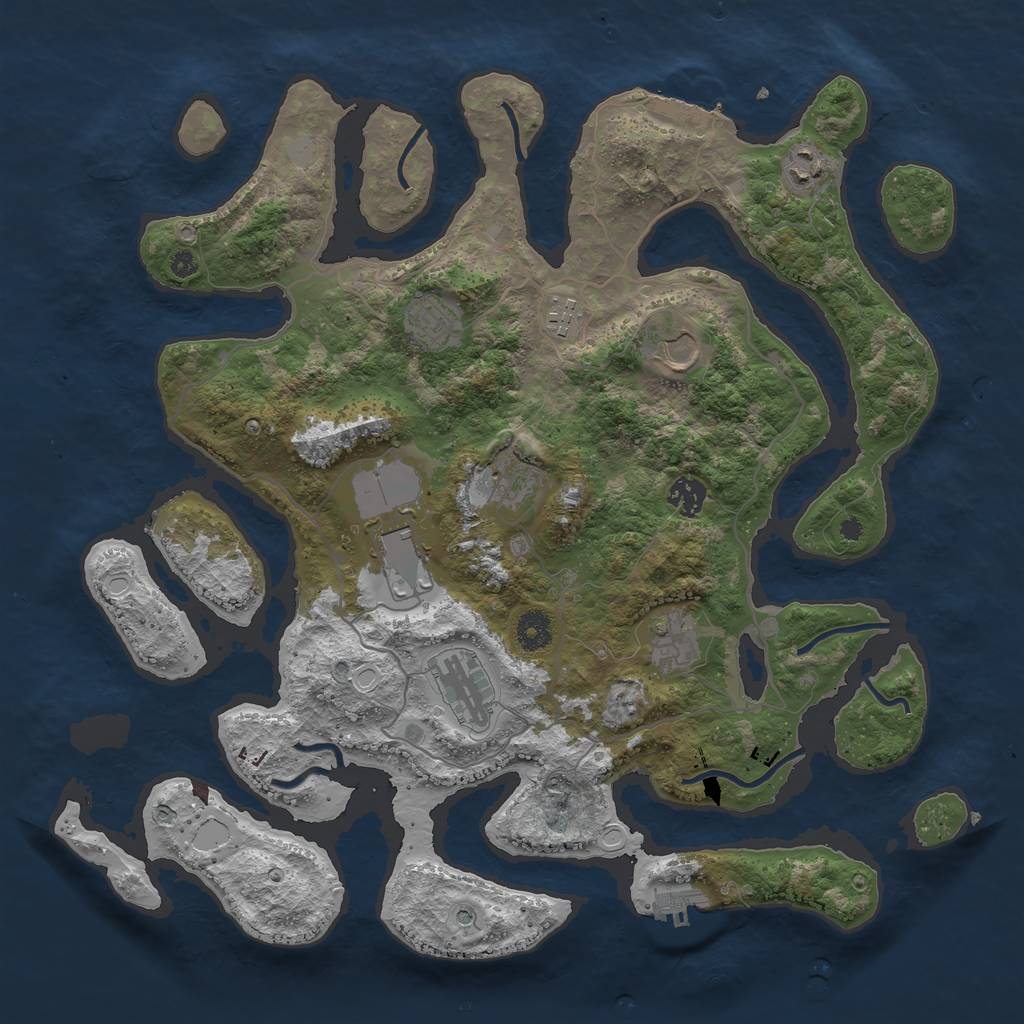 Rust Map: Procedural Map, Size: 4000, Seed: 517363, 17 Monuments