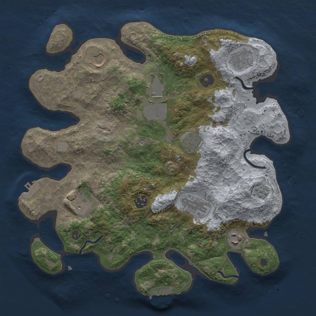 Rust Map: Procedural Map, Size: 3500, Seed: 1907091, 16 Monuments