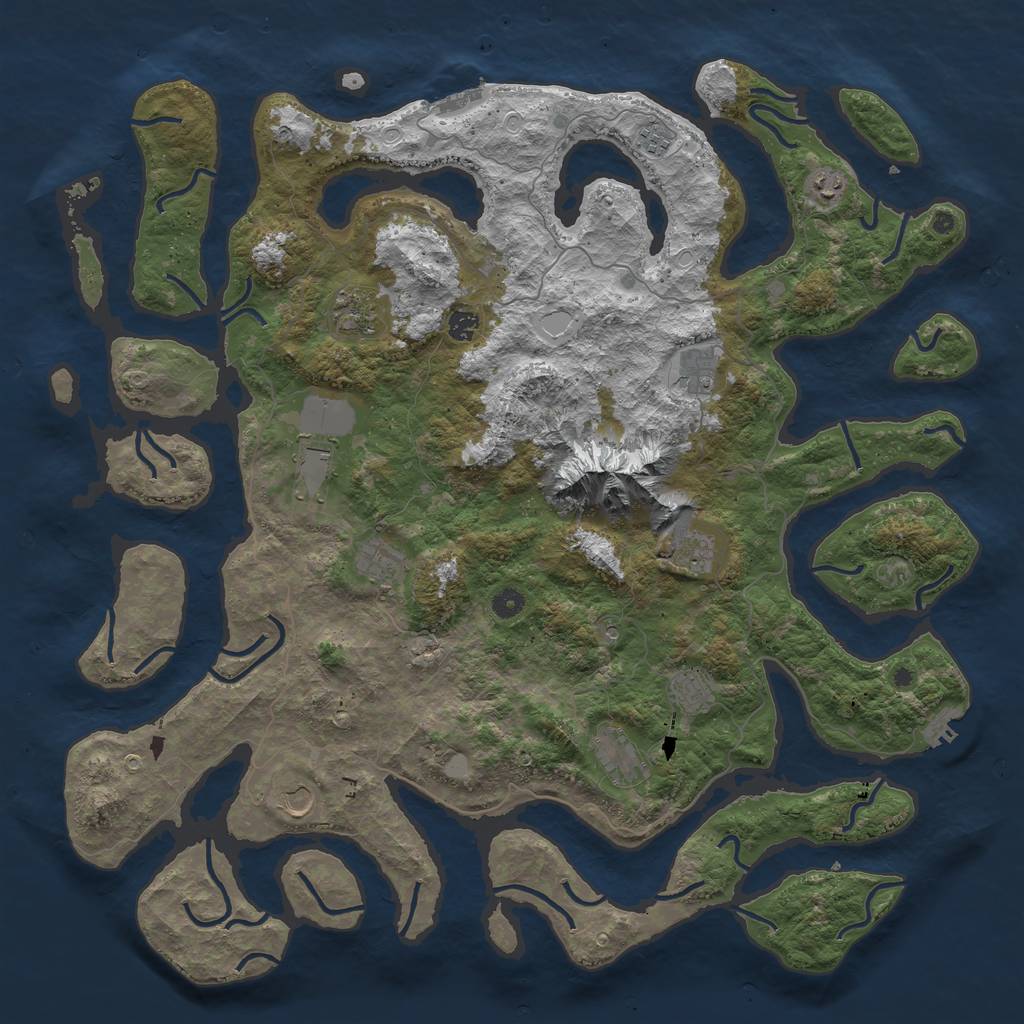 Rust Map: Procedural Map, Size: 5000, Seed: 1216671471, 19 Monuments