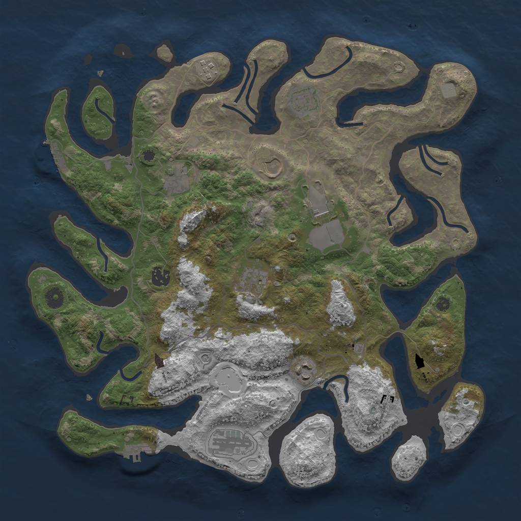 Rust Map: Procedural Map, Size: 4000, Seed: 158365, 17 Monuments