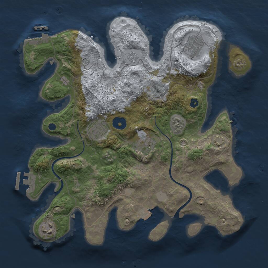 Rust Map: Procedural Map, Size: 3000, Seed: 953051, 10 Monuments