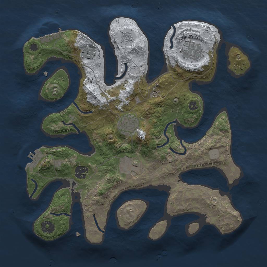 Rust Map: Procedural Map, Size: 3000, Seed: 953051, 14 Monuments