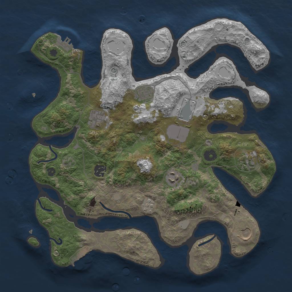 Rust Map: Procedural Map, Size: 3550, Seed: 101411, 16 Monuments