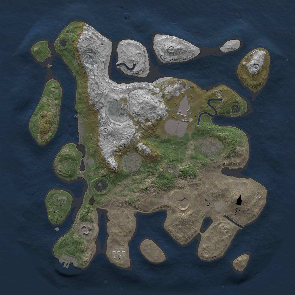 Rust Map: Procedural Map, Size: 3500, Seed: 128663381, 15 Monuments