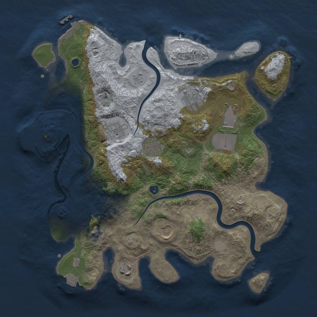 Rust Map: Procedural Map, Size: 3500, Seed: 128663381, 13 Monuments