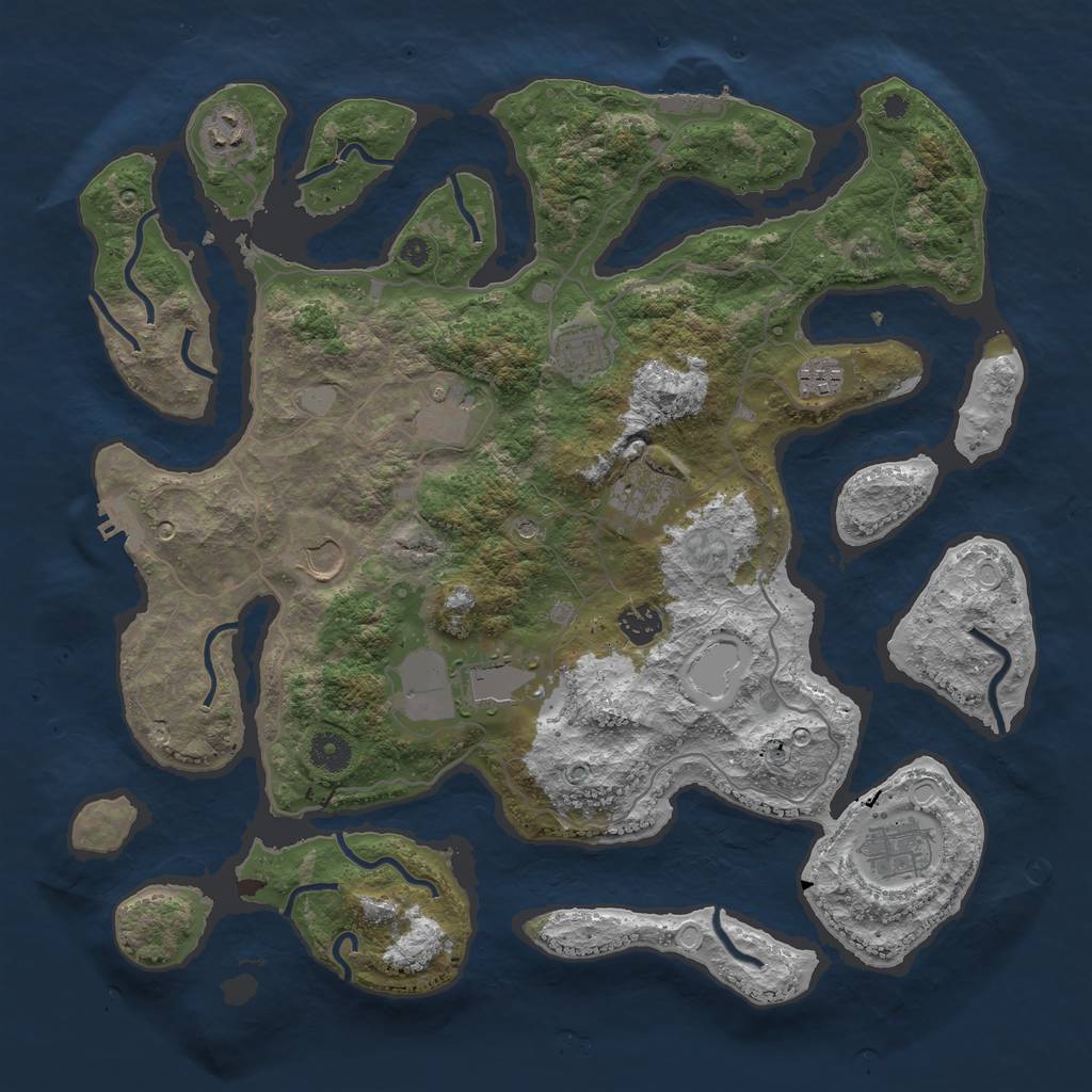 Rust Map: Procedural Map, Size: 4000, Seed: 656432, 17 Monuments