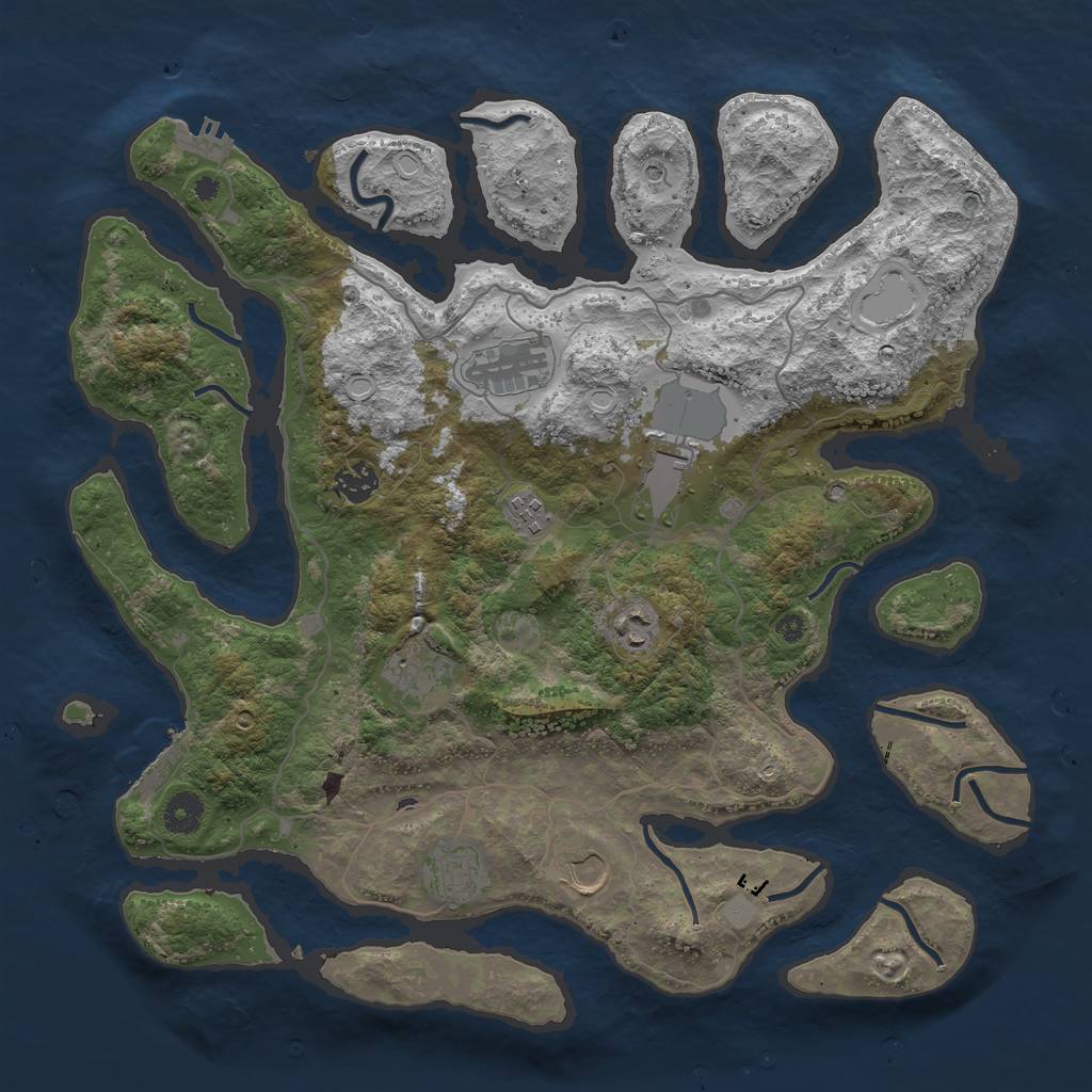 Rust Map: Procedural Map, Size: 4000, Seed: 664640, 16 Monuments