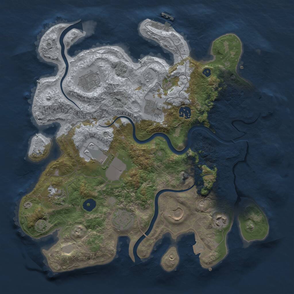 Rust Map: Procedural Map, Size: 3500, Seed: 60773930, 15 Monuments