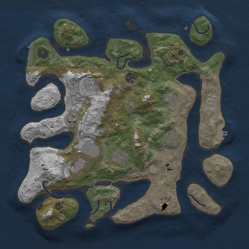 Rust Map: Procedural Map, Size: 3550, Seed: 104573, 17 Monuments