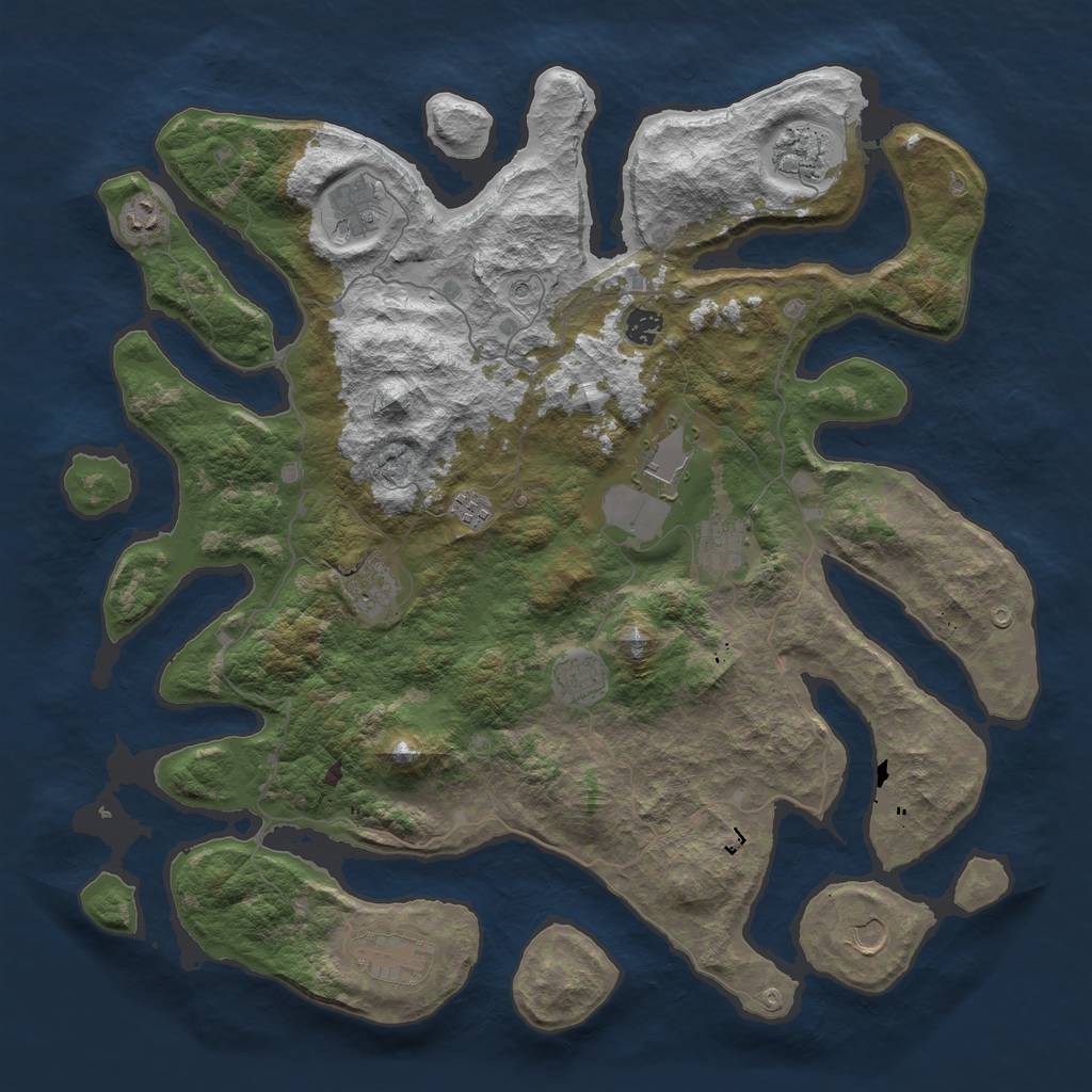 Rust Map: Barren, Size: 4500, Seed: 6173292, 14 Monuments