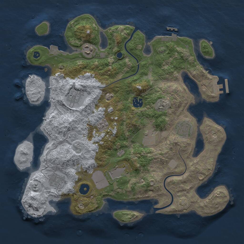 Rust Map: Procedural Map, Size: 3500, Seed: 19062433, 14 Monuments