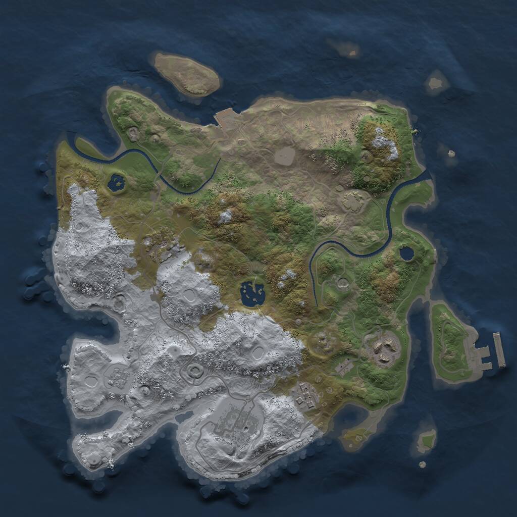 Rust Map: Procedural Map, Size: 3000, Seed: 953019, 10 Monuments