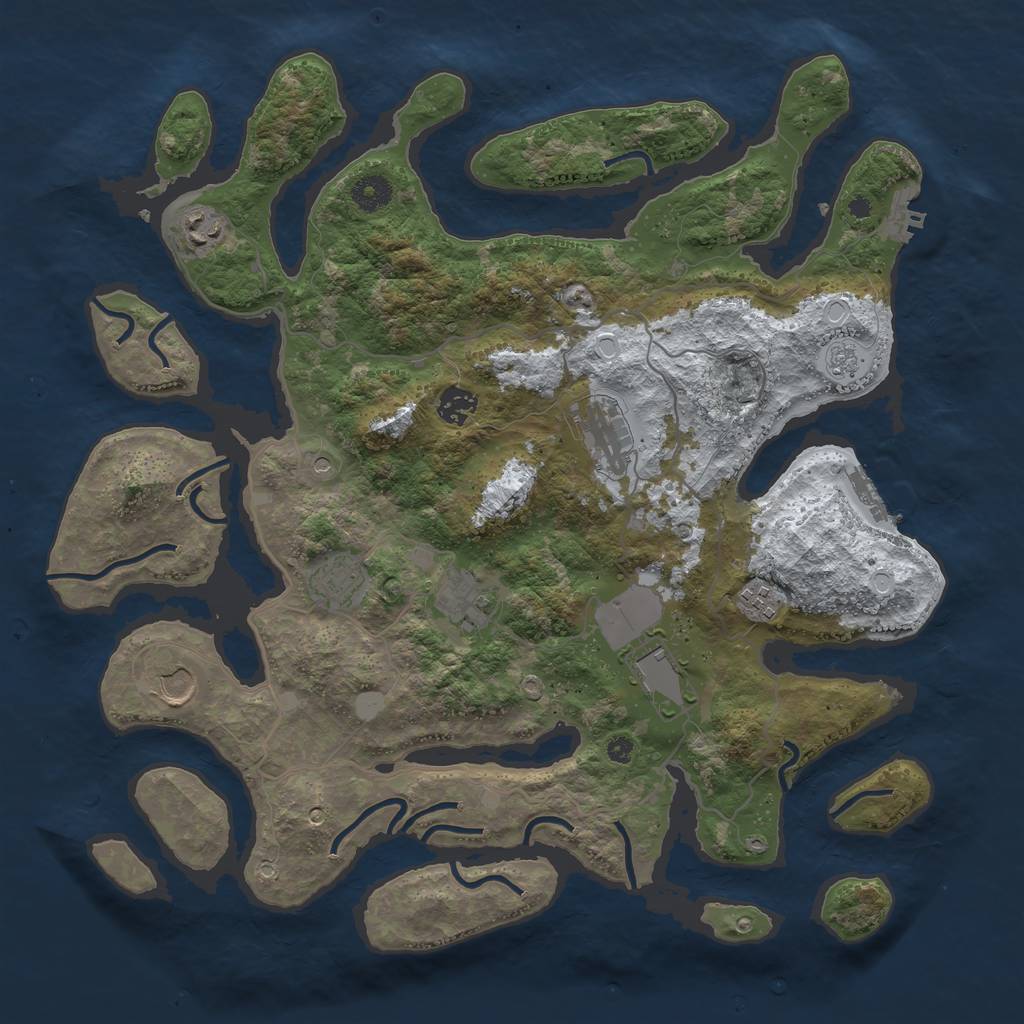 Rust Map: Procedural Map, Size: 4000, Seed: 827020, 17 Monuments