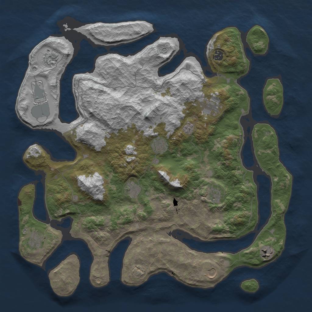 Rust Map: Barren, Size: 4500, Seed: 4222595, 14 Monuments