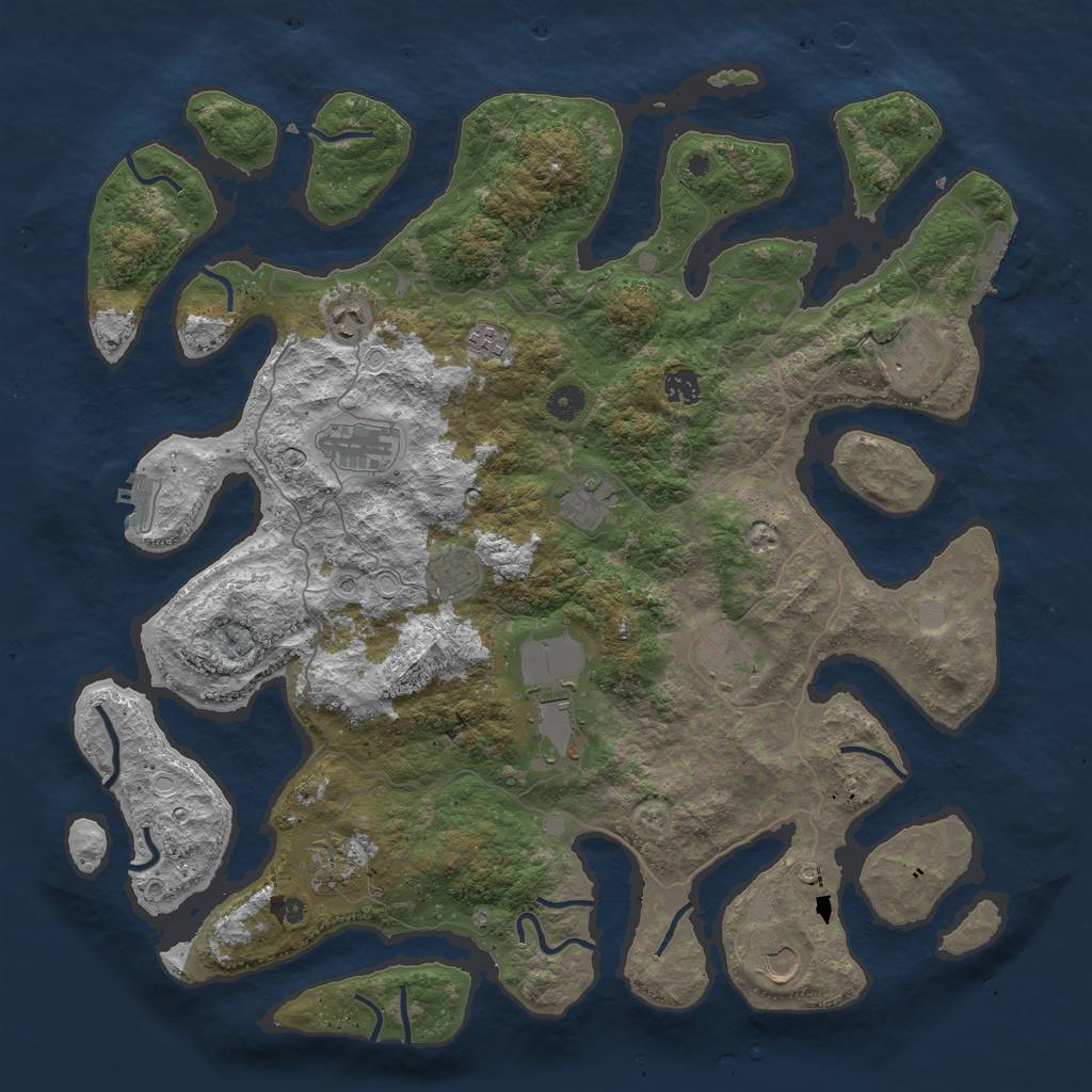 Rust Map: Procedural Map, Size: 4500, Seed: 2353889, 19 Monuments