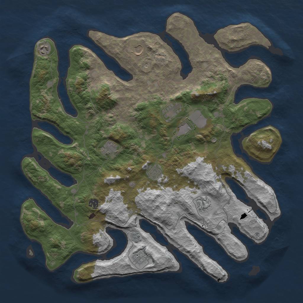 Rust Map: Barren, Size: 4500, Seed: 4458695, 13 Monuments