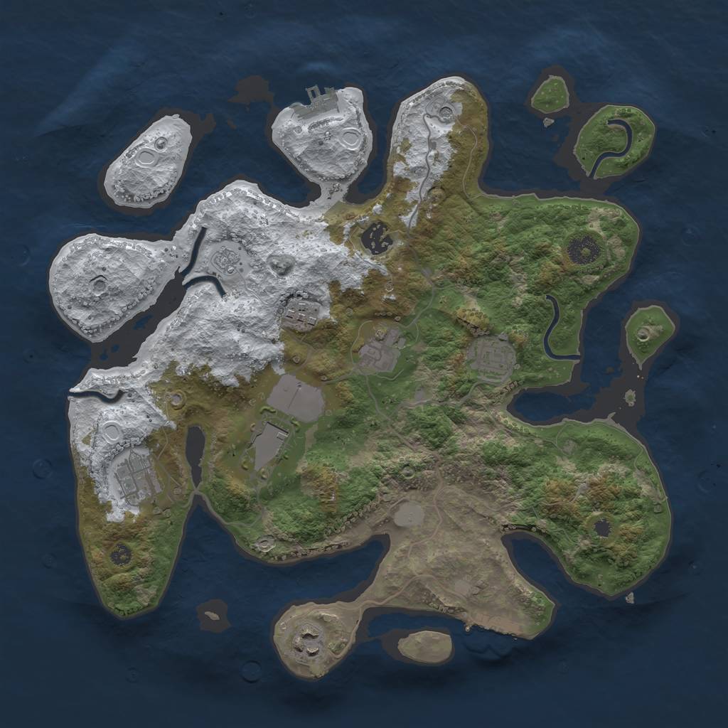 Rust Map: Procedural Map, Size: 3550, Seed: 273063, 16 Monuments