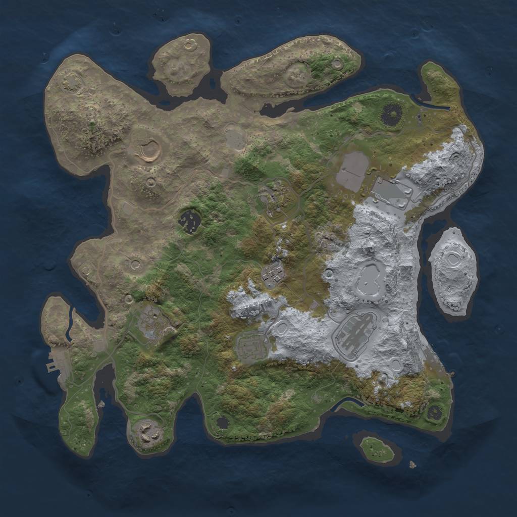 Rust Map: Procedural Map, Size: 3550, Seed: 597738, 16 Monuments