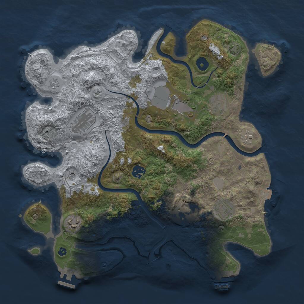 Rust Map: Procedural Map, Size: 3550, Seed: 838948, 14 Monuments
