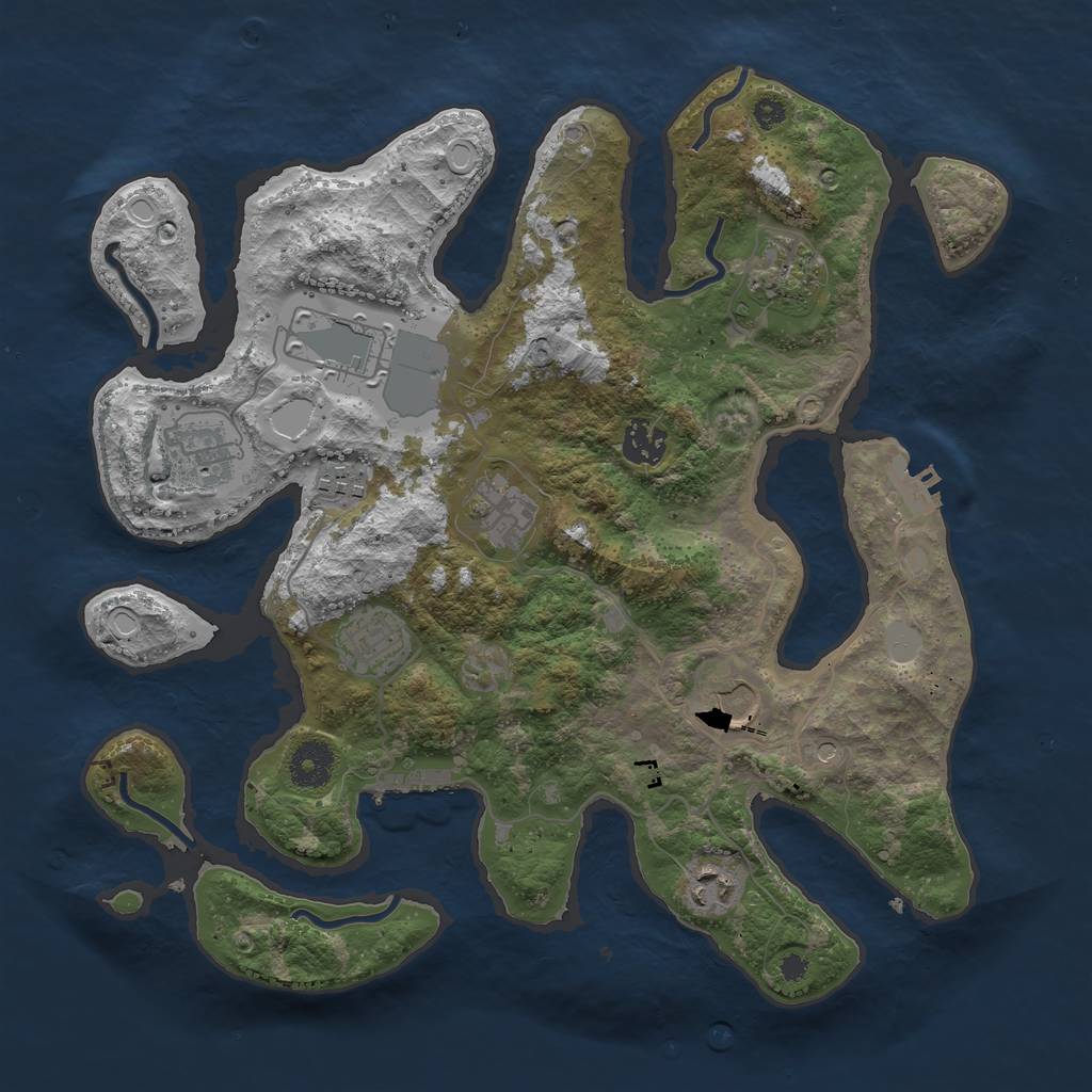 Rust Map: Procedural Map, Size: 3550, Seed: 838948, 17 Monuments