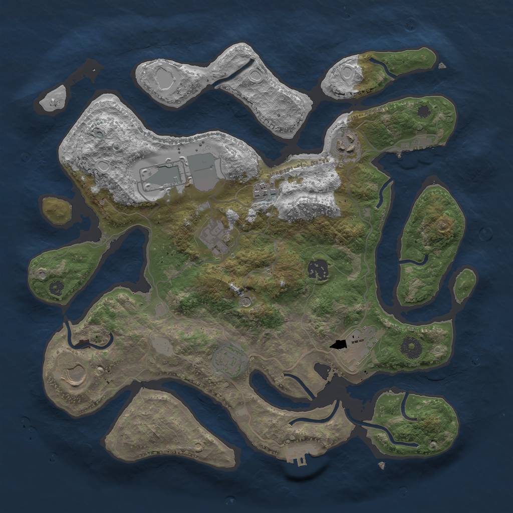 Rust Map: Procedural Map, Size: 3550, Seed: 704979, 16 Monuments