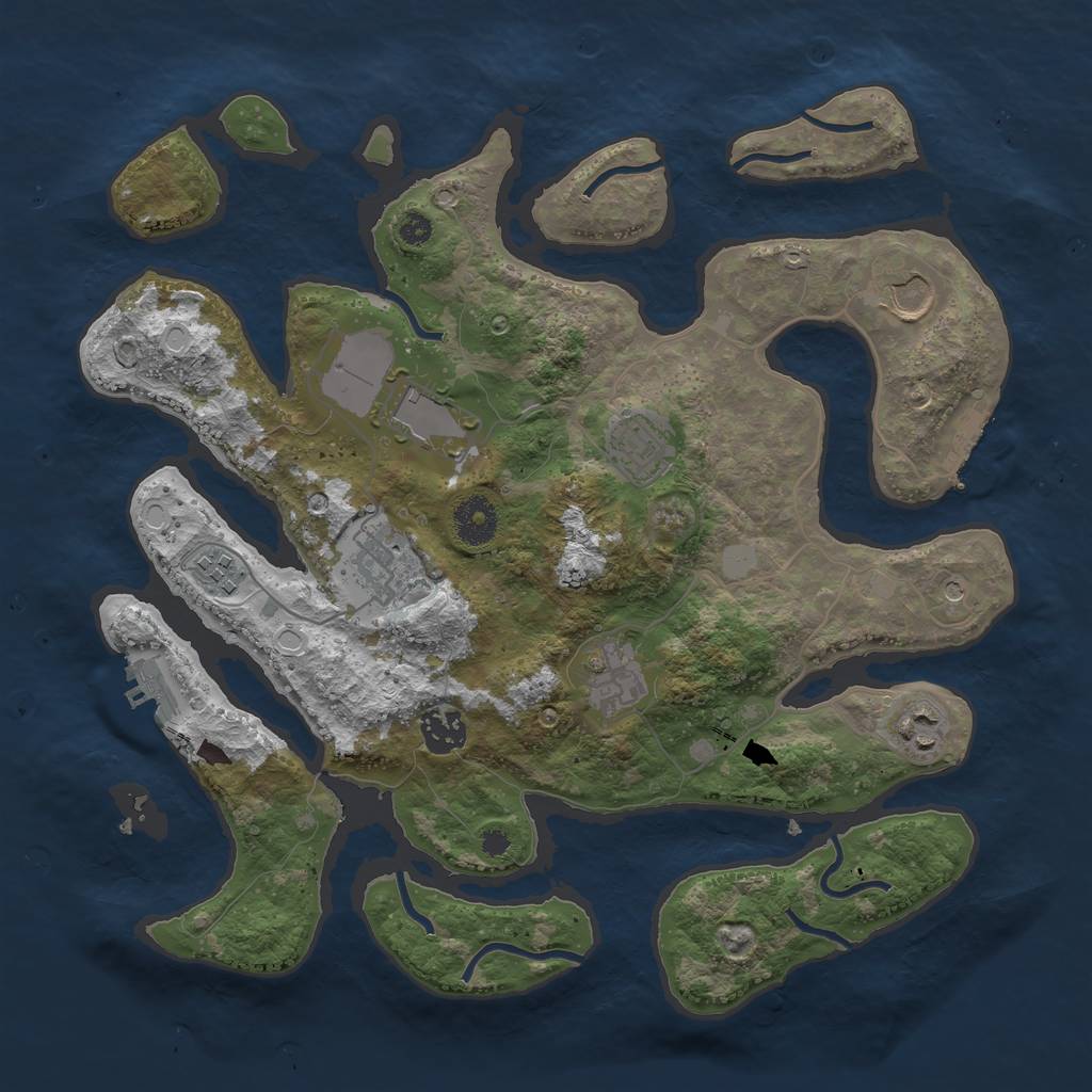 Rust Map: Procedural Map, Size: 3550, Seed: 304522, 16 Monuments