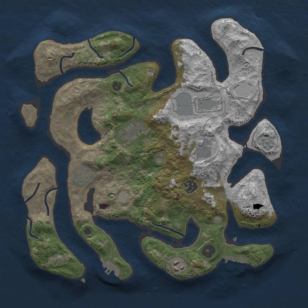 Rust Map: Procedural Map, Size: 3550, Seed: 968203, 15 Monuments