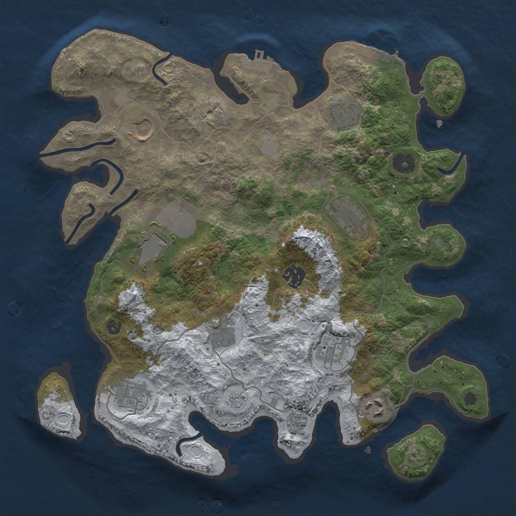 Rust Map: Procedural Map, Size: 3550, Seed: 885189, 18 Monuments