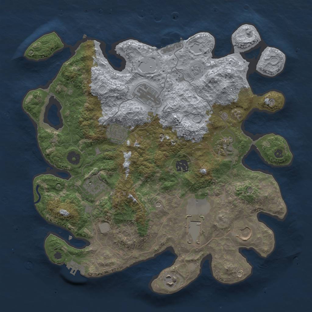 Rust Map: Procedural Map, Size: 3550, Seed: 333560, 15 Monuments