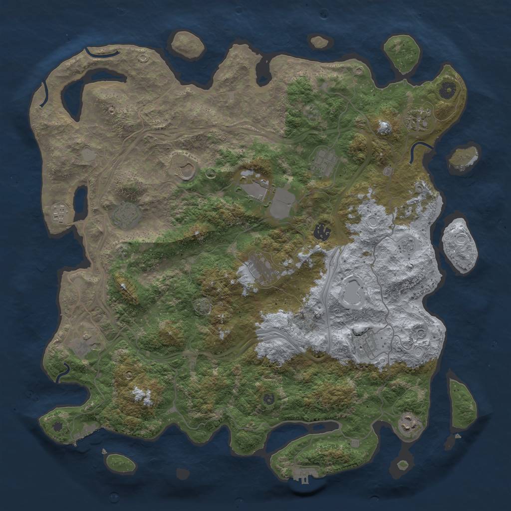 Rust Map: Procedural Map, Size: 4500, Seed: 385768, 19 Monuments